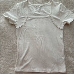 Art Class White Ribbed kids Top Size L